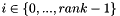 $ i \in \left\{ 0,...,rank-1 \right\} $